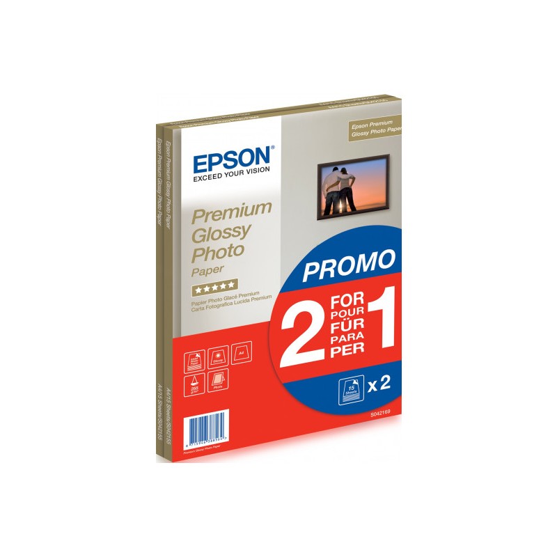 Epson S042169 prémium fényes eredeti fotópapír (A4, 2x15 lap, 255g)