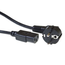 ACT Powercord mains connector Schuko CEE 7/7 male (angled) - C13 IEC 60320 0,2m Black