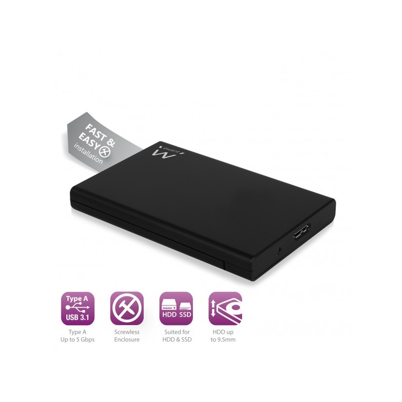 Ewent 2,5" SATA SSD/HDD screwless Black