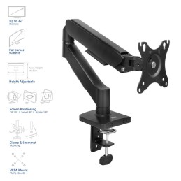 ACT AC8313 Gas Spring Single Monitor Arm 17"-35" Black