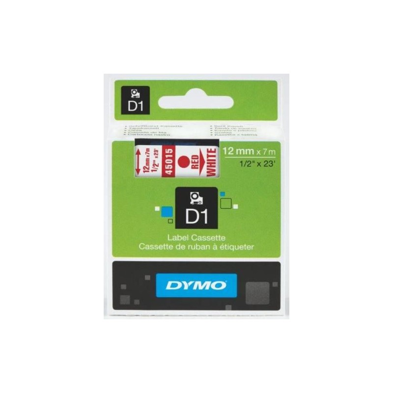 Dymo 45015 piros alapon fehér eredeti feliratozó szalag (S0720550)