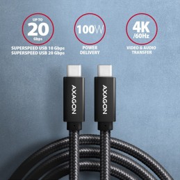 AXAGON BUCM32-CM10AB Speed+ USB-C  USB-C 3.2 Gen 2 Cable 1m Black