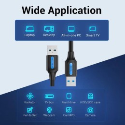 Vention USB 3.0 A Male to A Male Cable 0,5m Black