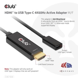 Club3D HDMI to USB Type-C adapter cable Black