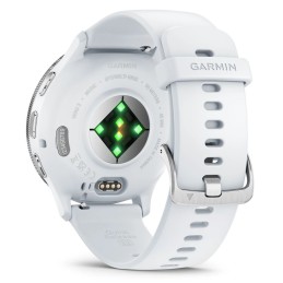 Garmin Venu 3 Silver Stainless Steel Bezel with Whitestone Case and Silicone Band