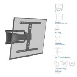 ACT Full motion TV Wall Mount ultra slim 43"-90" Black