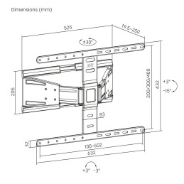 ACT Full motion TV Wall Mount ultra slim 43"-90" Black