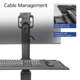 ACT Mobile Workstation for a single monitor with CPU mount keyboard and mouse tray Black