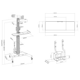 ACT Mobile Workstation for a single monitor with CPU mount keyboard and mouse tray Black
