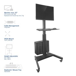ACT Mobile Workstation for a single monitor with CPU mount keyboard and mouse tray Black