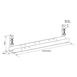 ACT AC8376 Under Desk Extendable Cable Management Tray with Clamp Mount