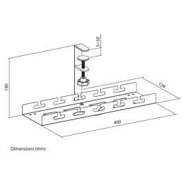 ACT Under-desk cable management tray with clamp mount 40cm Black