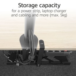 ACT Under-desk cable management tray with clamp mount 40cm Black