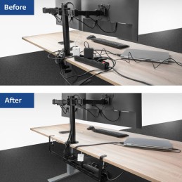 ACT Under-desk extendable cable management tray with clamp mount 43 - 72cm Black