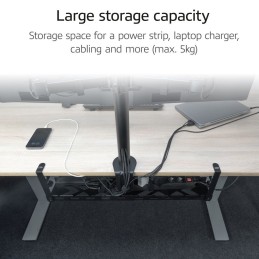 ACT Under-desk extendable cable management tray with clamp mount 43 - 72cm Black