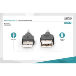 Assmann USB extension cable, type A 1,8m Black