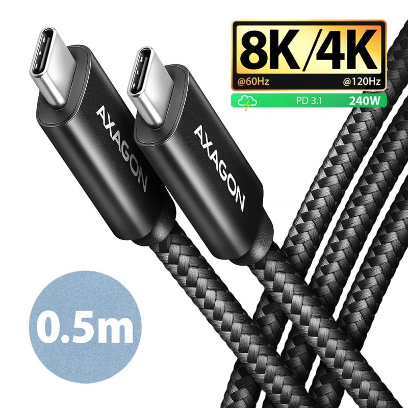 AXAGON BUCM4X-CM05AB NEWGEN USB-C  USB-C 4 Gen 3x2 Cable 0,5m Black