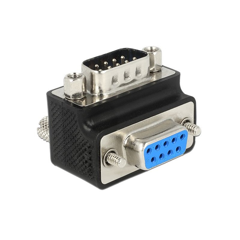 DeLock D-Sub 9 pin male  female 90° angled Nut and Screw changeable Adapter