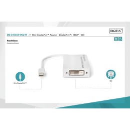Digitus Mini DisplayPort Adapter/Converter Mini DP to DisplayPort HDMI+DVI 0,2m White