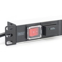 Digitus Aluminum outlet strip with switch 7 safety outlets 2m supply with surge protection