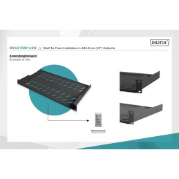 Digitus 1U fixed shelf for racks from 400mm depth 45x483x250mm up to 15kg Black (RAL 9005)