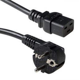ACT Powercord mains connector Schuko CEE 7/7 male (angled) - C19 IEC 60320 3m Black