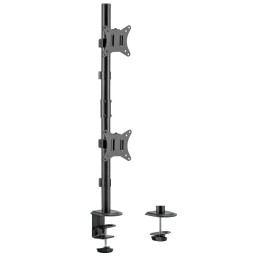 Gembird MA-D2-02 Adjustable 2-display vertical desk mount 17”-32” Black