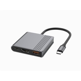 Gembird A-CM-COMBO3-05 USB Type-C 3-in-1 Multi-Port Adapter Space Grey