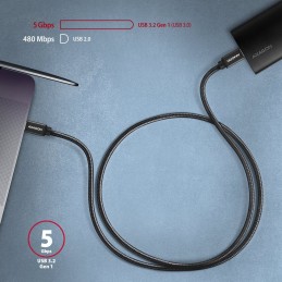AXAGON BUCM3-CM15AB Speed USB-C  USB-C 3.2 Gen 1 Cable 1,5m Black