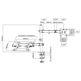 ACT AC8305 Single Monitor Arm with Laptop Arm 10"-35" Black