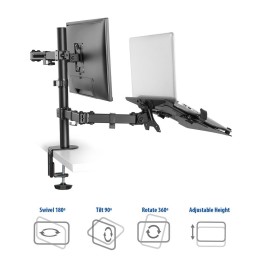 ACT AC8305 Single Monitor Arm with Laptop Arm 10"-35" Black