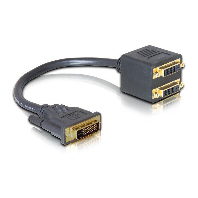 DeLock Adapter DVI-D (Dual Link) (24+1) male to 2x (Dual Link) (24+1) female