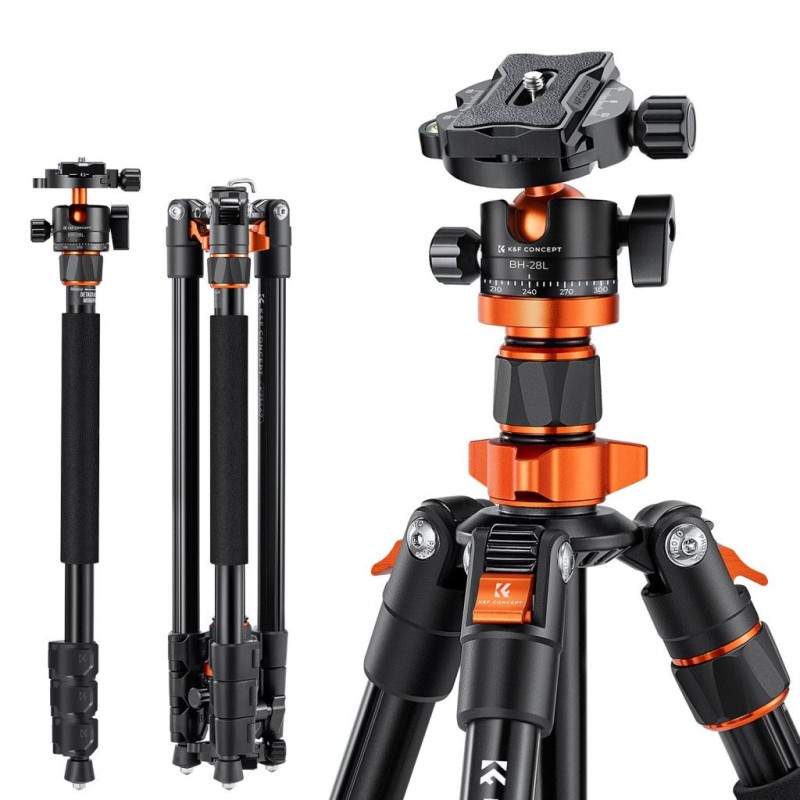 K&F Concept K234A7+BH28L állvány, 200cm magasság, 10kg teherbírás, telefonadapter
