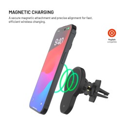 FIXED MagClick 2 autós tartó wireless töltővel 15W, fekete