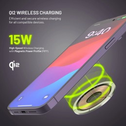 FIXED MagClick 2 autós tartó wireless töltővel 15W, fekete