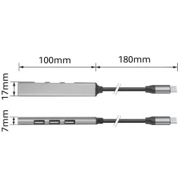 ACT AC6425 4-portos USB2.0 HUB Grey
