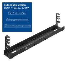 ACT AC8376 Under Desk Extendable Cable Management Tray with Clamp Mount