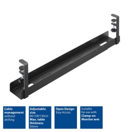 ACT AC8376 Under Desk Extendable Cable Management Tray with Clamp Mount