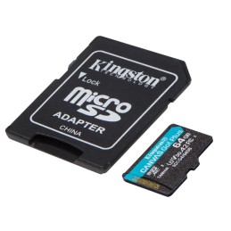 Kingston 64GB microSDXC Canvas Go Plus Gen4 Class 10 UHS-I U3 + adaper