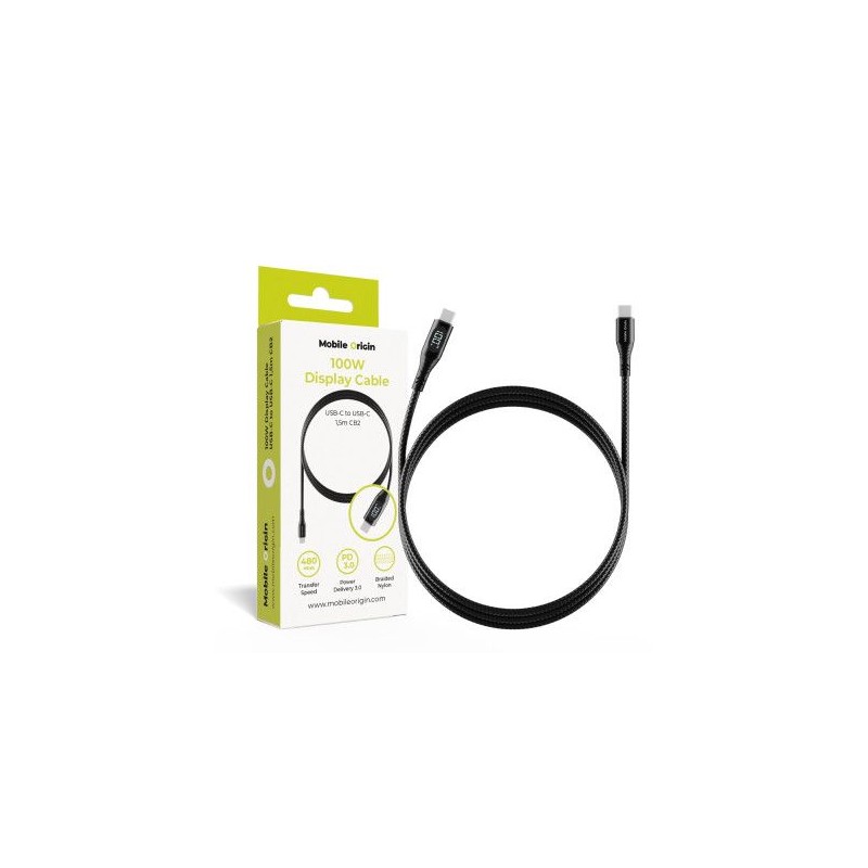 Mobile Origin 100W Display Cable USB-C to USB-C 1,5m Black
