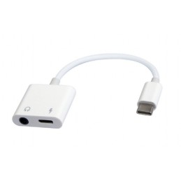 Gembird A-CM-3.5FP-01  USB type-C plug to stereo 3.5 mm audio adapter cable with extra power socket white
