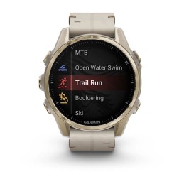 Garmin fenix 8 43mm AMOLED Sapphire, Soft Gold with Limestone Leather Band