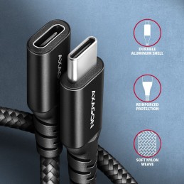 AXAGON BUCM32-CF10AB SPEED+ USB-C  USB 20GBPS EXTENSION CABLE 1m Black