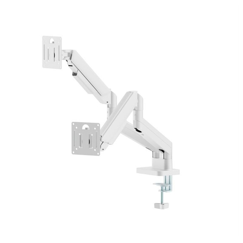 Gembird Desk mounted adjustable double monitor arm 17"-32" White
