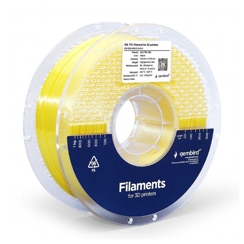 Gembird 3DP-STPU1.75-01-Y Filament TPU Yellow 1.75mm 1kg