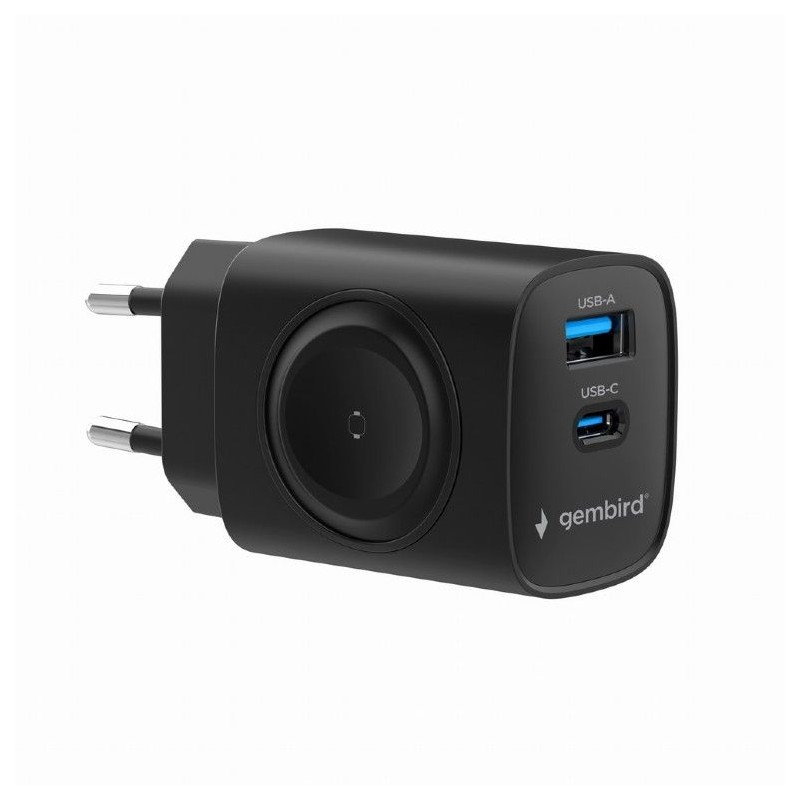 Gembird 2-in-1 20W Apple Watch + phone fast charger Black