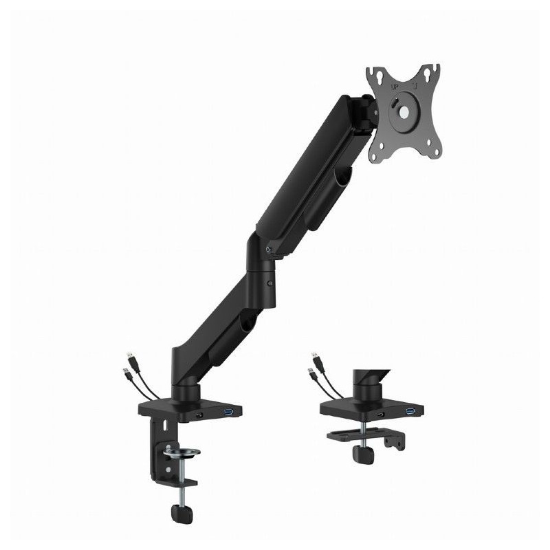 Gembird MA-DA1U-01 Adjustable desk display mounting arm with USB ports 17”-32” Black