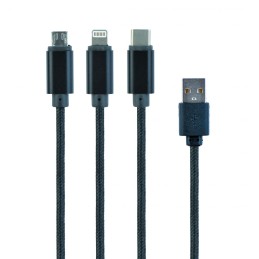 Gembird CC-USB2-AM31-1M-G USB 3-in-1 Charging cable 1m Black