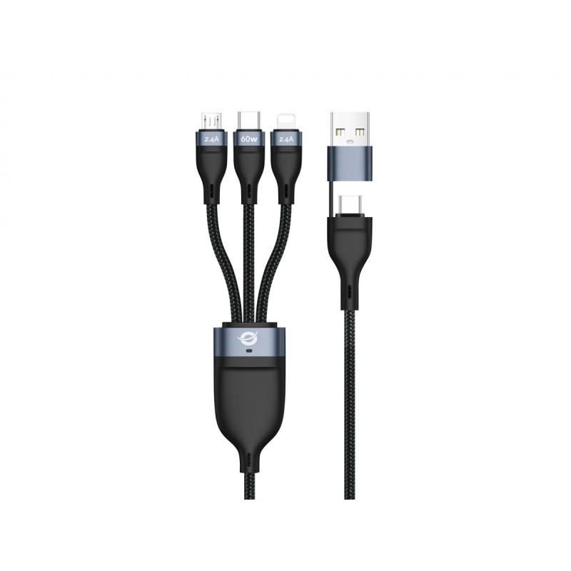 Conceptronic  ETTA05B15 3-in-1 60W Fast Charging Data Cable 1,5m Black