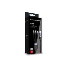 Conceptronic  ETTA05B15 3-in-1 60W Fast Charging Data Cable 1,5m Black